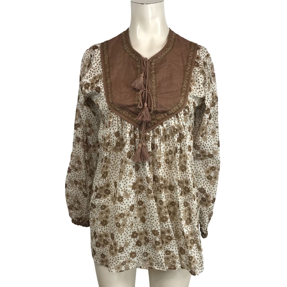 BLUE BOHEME- WOMEN'S O/S - BROWN LONG SLEEVE CHARLOTTE TOP